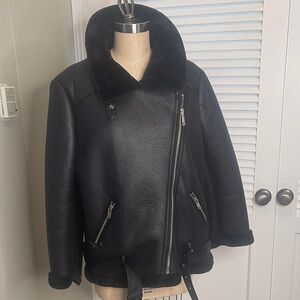 Zara Black faux Shearling Women's Jacket szXL